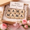 Kép 3/7 -   Nyomtatott fa  dobókocka natúr - MAMA felirattal 2szett/csomag