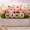 Nyomtatott fa dobókocka natúr - MAMA felirattal 2szett/csomag