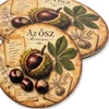 Nyomtatott fa tábla koszorú közép - Az ősz kincsei gesztenyés 11,8cm