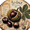 Nyomtatott fa tábla koszorú közép - Az ősz kincsei gesztenyés 11,8cm