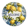 Nyomtatott fa tábla koszorú közép - Welcome citromos 11,8cm