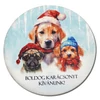 Kép 1/2 - Nyomtatott fa tábla koszorú közép - Boldog karácsonyt kutyusos 14,8cm