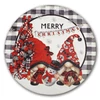 Kép 1/3 - Nyomtatott fa tábla koszorú közép - Merry Christmas manós 14,8cm