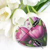 Nyomtatott fa tábla - Tulipános szív 10cm 2db/csomag