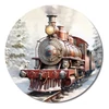 Kép 1/2 - Nyomtatott fa tábla koszorú közép - Karácsonyi vonat 11,8cm