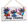 Kép 1/2 - Nyomtatott fa tábla - Stitch Merry Christmas 24,3x13cm