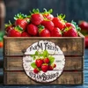 Nyomtatott fa tábla - Eper farm koszorú közép 11,8cm