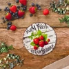 Nyomtatott fa tábla - Eper farm koszorú közép 11,8cm