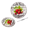 Nyomtatott fa tábla - Eper farm koszorú közép 11,8cm