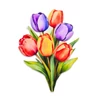 Nyomtatott dekorkarton - 6 szálas színes tulipáncsokor 1db