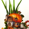Kép 4/5 - Csináld magad! - Őszköszöntő tök házikós dísz 18cm fa korongon