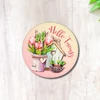 Kép 1/3 - Nyomtatott fa tábla - Hello Tavasz - tulipános, kör 1db