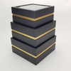 Kép 2/3 - Aranyszegélyes kocka doboz fekete 3db/szett