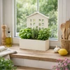 Házikós bélelt fa virágtartó fehér 24/#