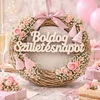 Natúr fa Boldog születésnapot felirat fehér 8db/csomag