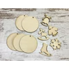 Natúr fa - Karácsonyi kör dísz szett 7cm 5db/csomag