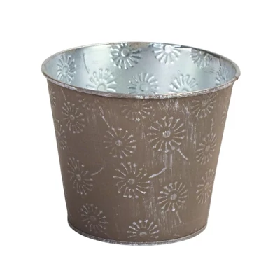 Bádog kaspó nyomott mintás 13x11cm - Többféle színben