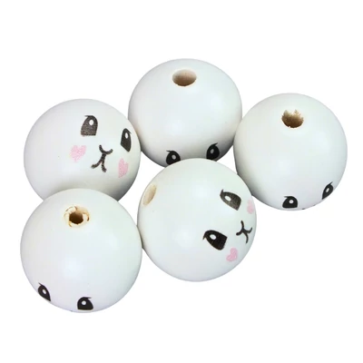 Fehér fagolyó nyuszi lány arccal 30mm 5db/csomag