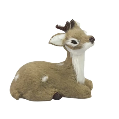 Őzike ülő hamvas prémium 6cm