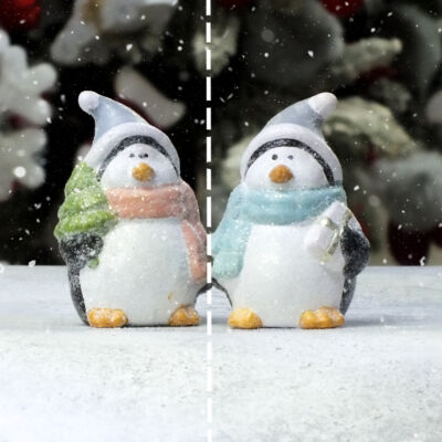 Csillogó sálas pingvin 1db (2 féle)