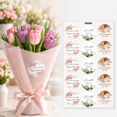 Matrica - Anyák napi kerek matrica Nagymama - pasztell 15db/lap