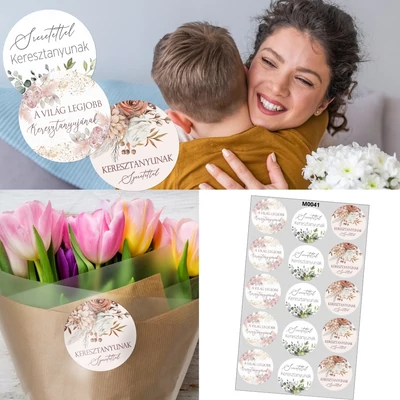 Matrica - Anyák napi kerek matrica Nagymama - pasztell 15db/lap