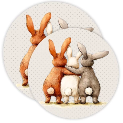 Nyomtatott fa tábla koszorú közép Nyuszi barátok - Több méretben