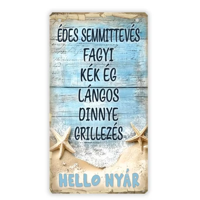 Nyomtatott fa tábla nyári tenger 13x24cm - saját gyártás dekor