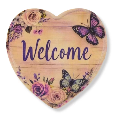 Natúr szív peremes - Pillangós Welcome