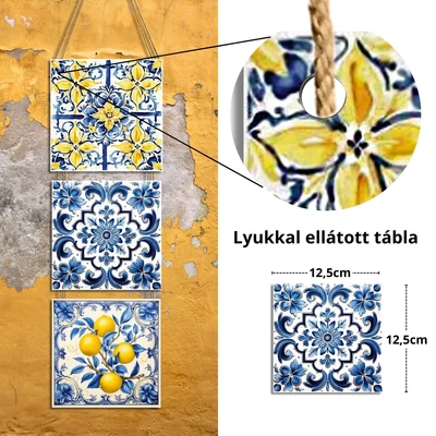 Nyomtatott fa tábák - Mediterrán csempe minta vegyes