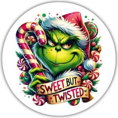 Nyomtatott fa tábla koszorú közép - Cukros grinch 