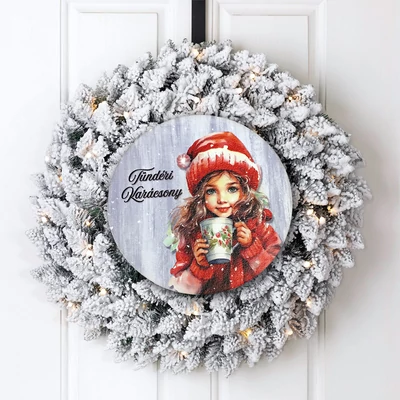 Nyomtatott fa tábla koszorú közép - Szarvas és őzikék 14,8cm