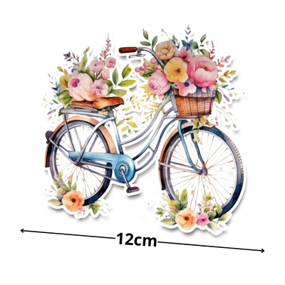 Nyomtatott dekorkarton - Bicikli virággal kék