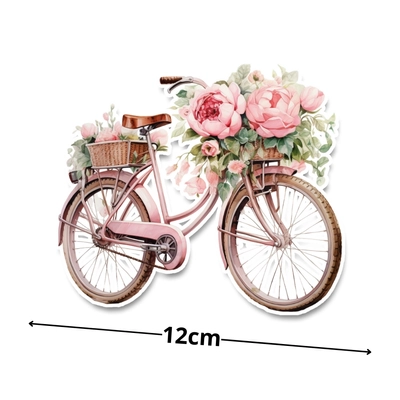 Nyomtatott dekorkarton - Bicikli virággal rózsaszín