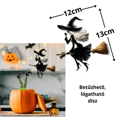 Nyomtatott dekorkarton - Boszilány seprűn 2db