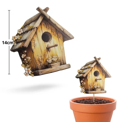 Nyomtatott dekorkarton - Madáretető sárga 13,5x14cm