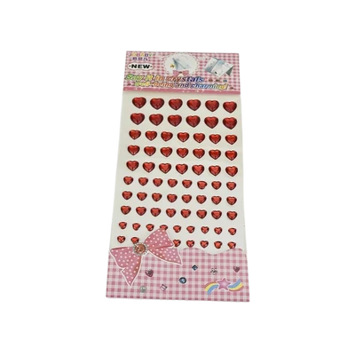 Öntapadós flitter piros szív, mix méret 84db/levél