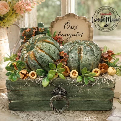 Őszi kerti ládika asztaldísz DIY csomag | Kosárbolt