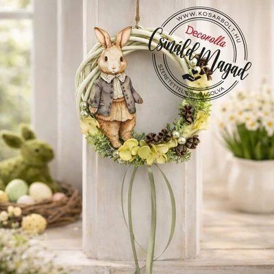 Csináld magad - Fiú nyuszis boho kopogtató 20cm
