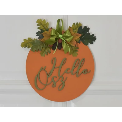 Natúr fa - Hello Ősz felirat 20cm festett