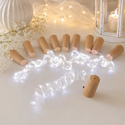 LED fényfüzér dugóval 20LED/2m - hideg fény 10db/csomag - OKOSÁR!