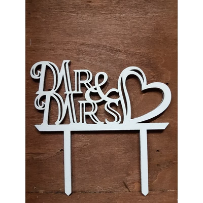 Mrs &amp; Mrs tortadísz szíves fehér