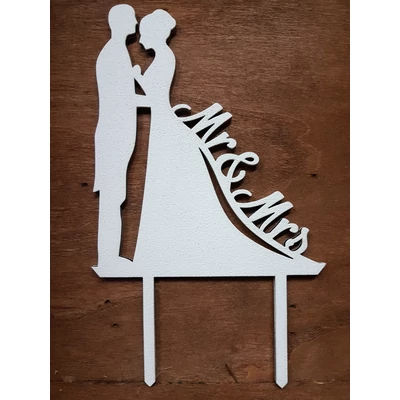 Tortadísz Mr&amp;Mrs fehér -fa 17cm