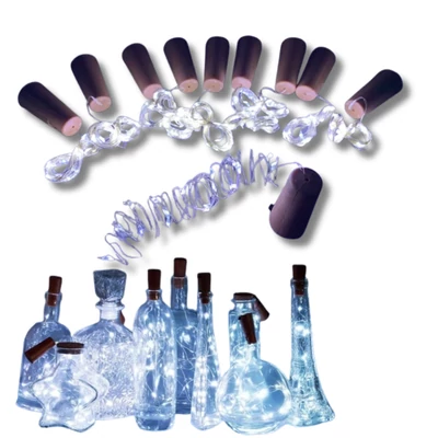 LED fényfüzér dugóval 20LED/2m - hideg fény 10db/csomag - OKOSÁR!