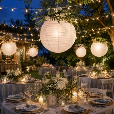 Papír lampion fehér 25cm