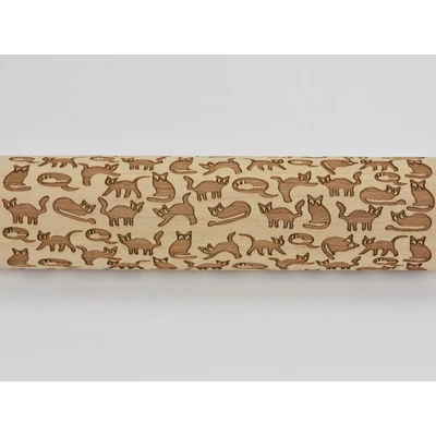 Kekszmintázó sodrófa - Cicás 38cm