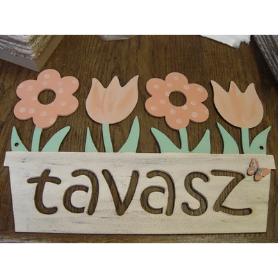 Natúr fa - &amp;quot;Tavasz&amp;quot; tábla virágládás 32cm