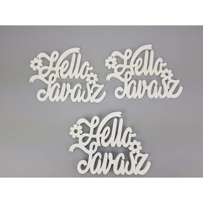 Fa &quot;Hello Tavasz&quot; felirat koszorúra fehér 14,5x20cm 3db/csomag