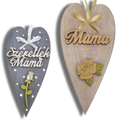 Anyák napi díszített szív "Szeretlek mama"