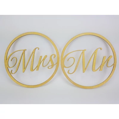 Mr&amp;Mrs karika szett arany-metál 2db